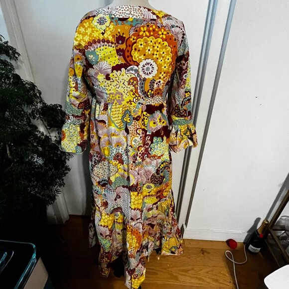 LA DOUBLEJ Jennifer Jane Holi Floral-Print Tiered Poplin Midi Dress - Picture 7 of 12